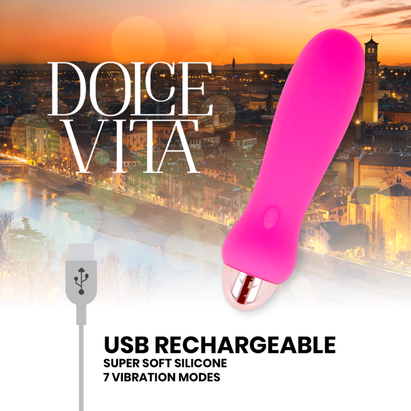 DOLCE VITA Vibrateur Rechargeable Cinq Rose 7 Vitesses — vue arrière