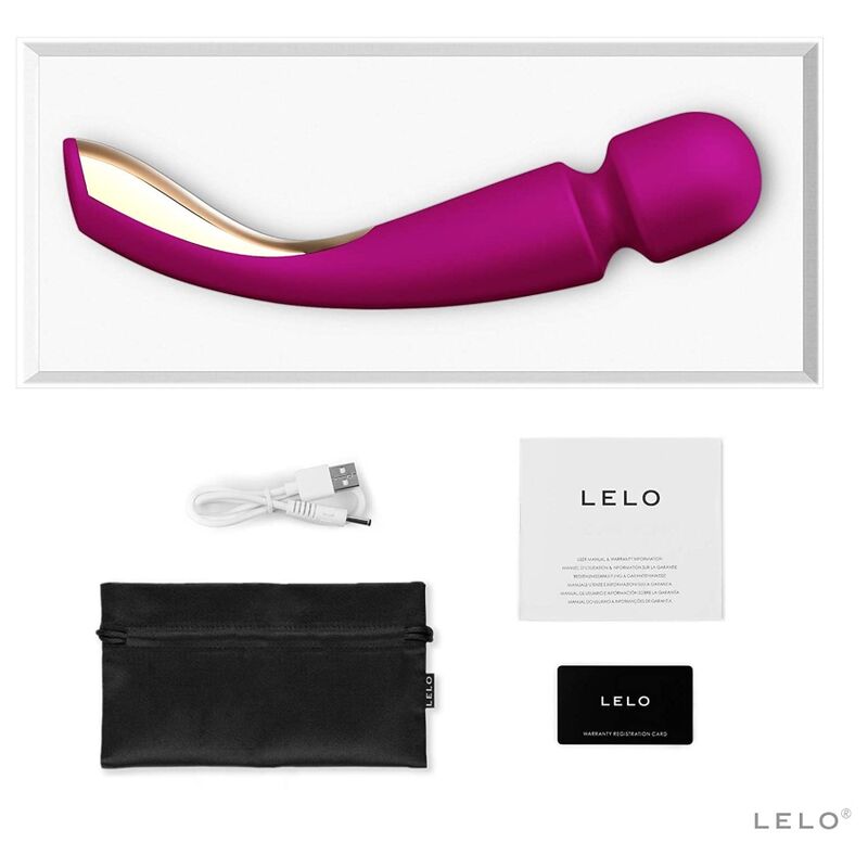 LELO Smart Wand Medium 2 Masseur Rose Profonde — accessoires inclus