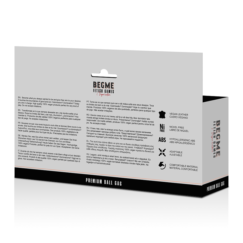 BEGME BLACK EDITION Black Edition Ball Gag Cuir Vegan — accessoires inclus