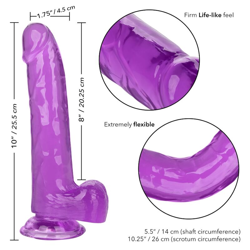 CALEXOTICS Gode Reine Taille Violet 20.3 Cm — accessoires inclus