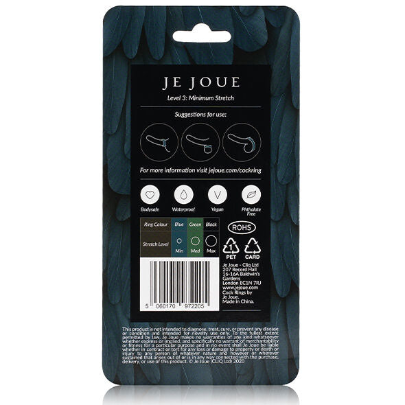 JE JOUE BAGUE SILICONE BLEUE STRANGULATION MINIMUM — accessoires inclus