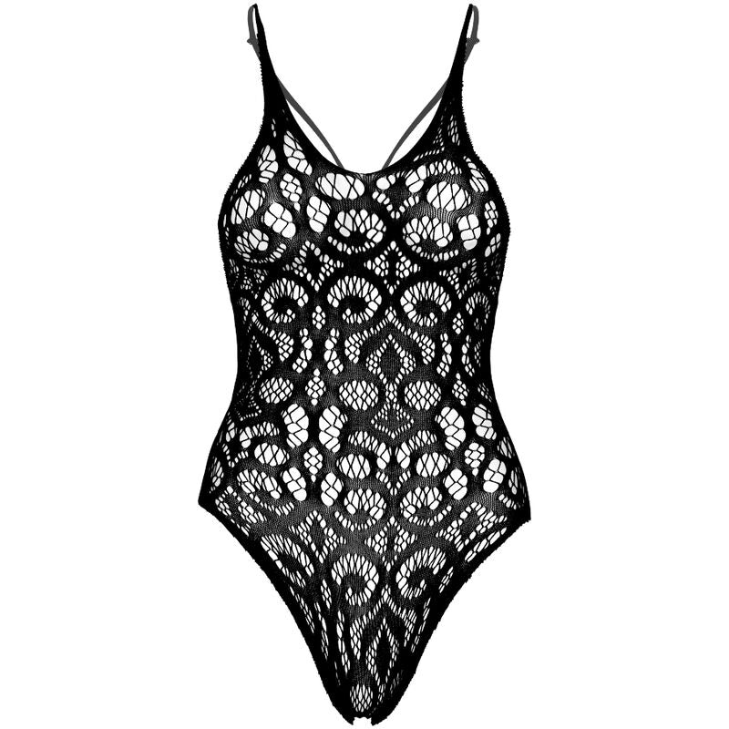 LEG AVENUE TEDDIES Teddy Dentelle Sans Coutures - Noir — accessoires inclus