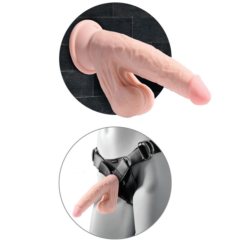 KING COCK PLUS BALLES GODE 3D PLUS 15.2 CM PEAU CLAIRE — accessoires inclus