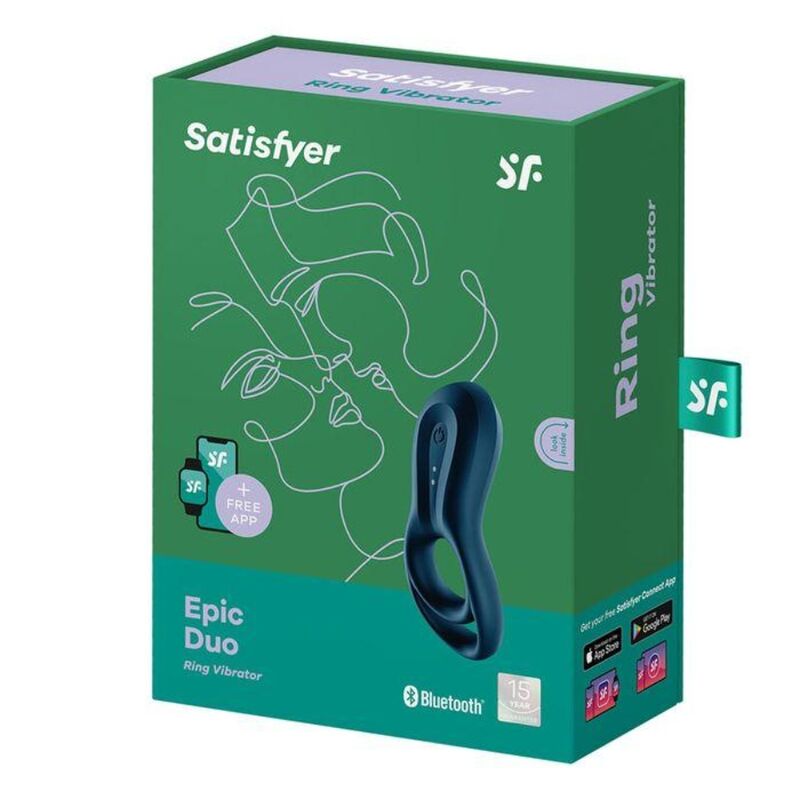 SATISFYER CONNECT APPLICATION EPIC DUO RING VIBRATOR BLEU — vue alternative