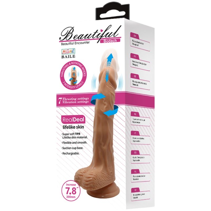 BAILE DILDOS BELLE RENCONTRE BODACH VIBRATION ROTATION 20 CM — accessoires inclus