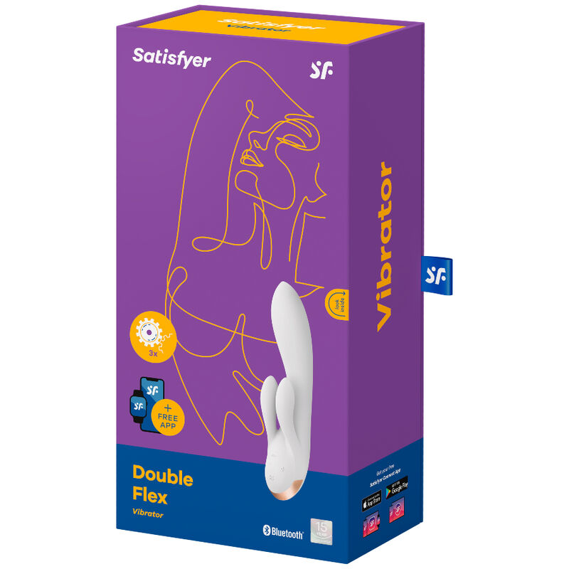 SATISFYER CONNECT APPLICATION VIBRATEUR DOUBLE FLEX BLANC — vue arrière