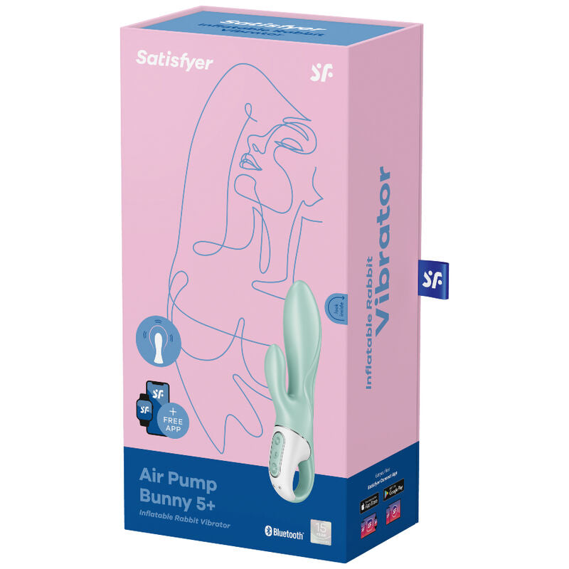 SATISFYER CONNECT Air Pump Bunny 5+ Application Gonflable Lapin Vibrateur Vert — vue arrière