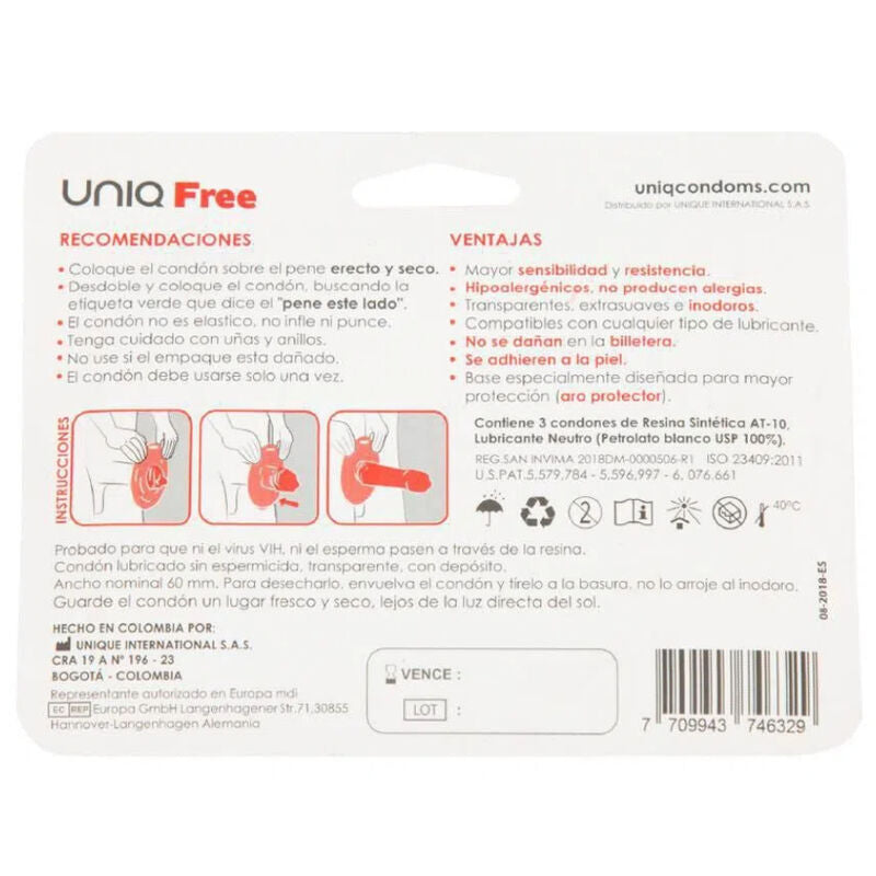UNIQ Free Préservatifs Sans Latex Anneau Protection 3 Unités — vue détaillée