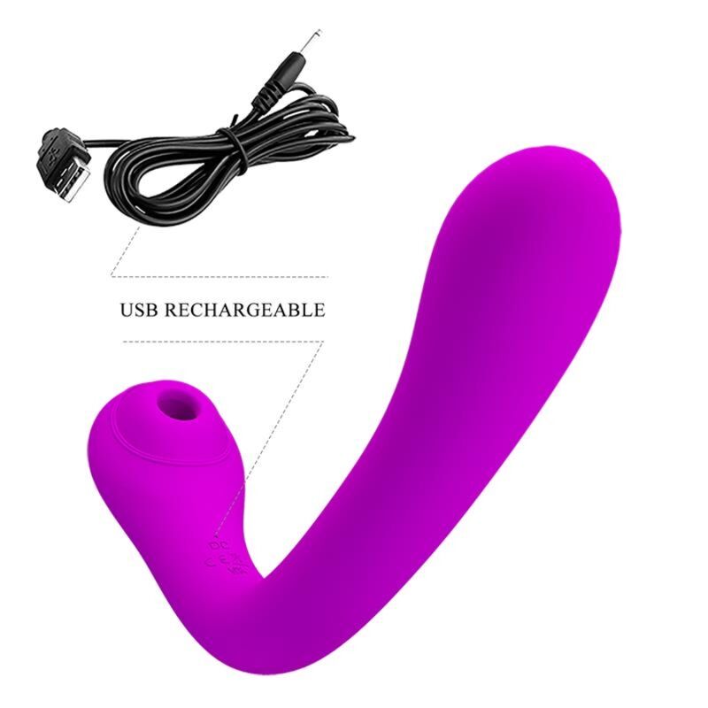 PRETTY LOVE Vibrateur Suçeur Clitoridien Alex Lilac — accessoires inclus