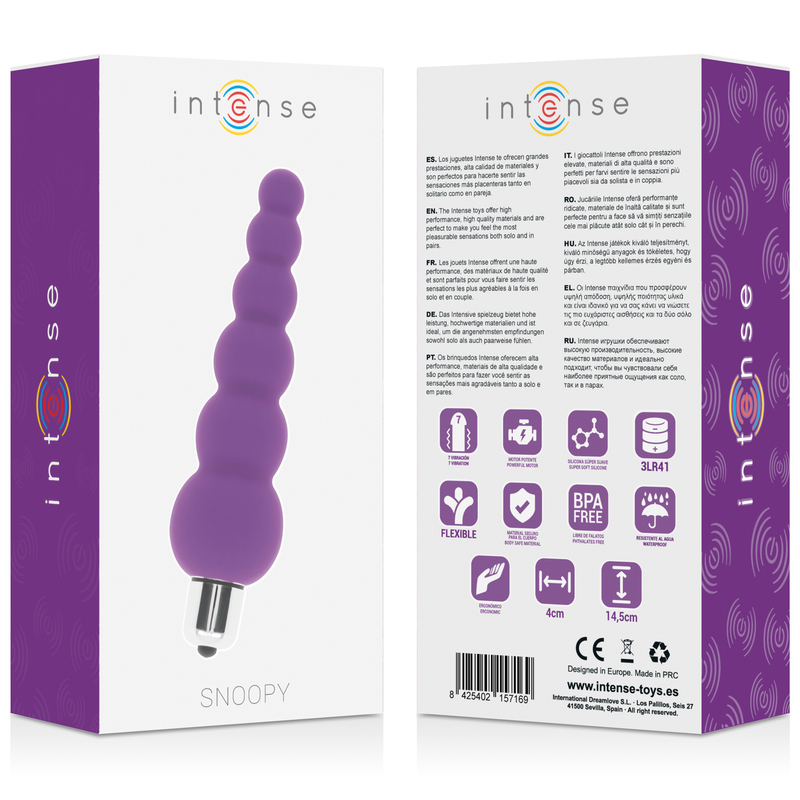 INTENSE ANAL TOYS Snoopy 7 Vitesses Silicone Lilas — vue arrière