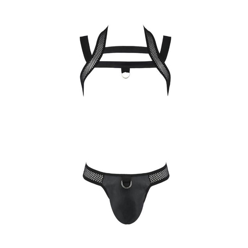 PASSION MEN 043 Ensemble Jacob Noir S/M — accessoires inclus