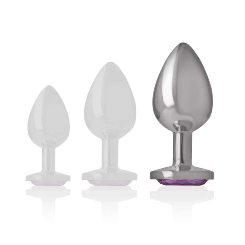 INTENSE ANAL TOYS Plug Anal Métal Aluminium Cristal Violet Taille L — accessoires inclus