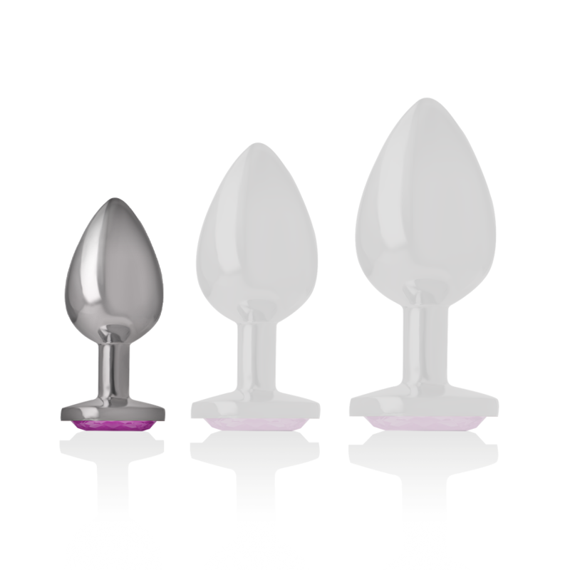 INTENSE ANAL TOYS Plug Anal Métal Aluminium Cristal Rose Taille S — accessoires inclus