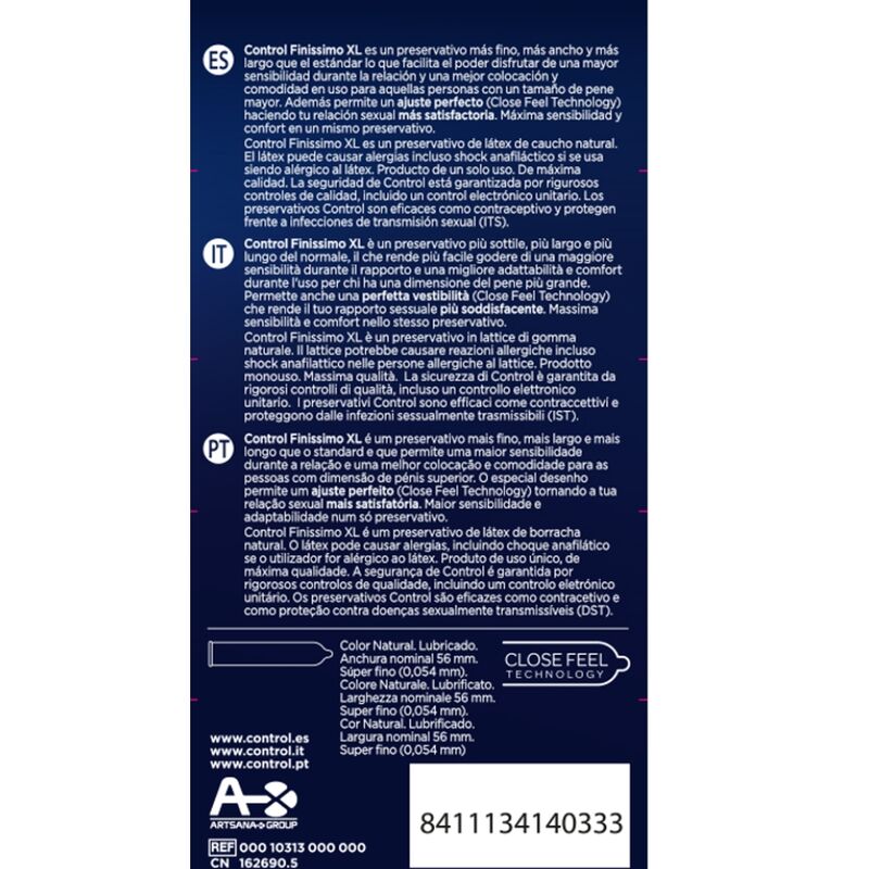 CONTROL CONDOMS Préservatifs Finissimo Xl 12 Unités — vue détaillée