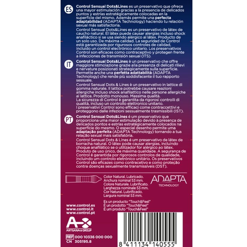 CONTROL CONDOMS Points & Lignes Sensuelles Points Vergetures 12 Unités — vue détaillée