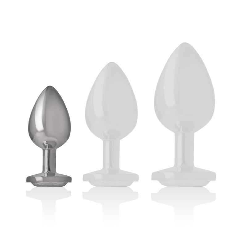 INTENSE ANAL TOYS Plug Anal Métal Aluminium Coeur Blanc Taille S — accessoires inclus