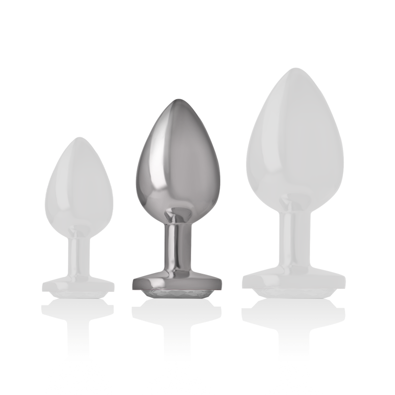 INTENSE ANAL TOYS Plug Anal Métal Aluminium Coeur Blanc Taille M — accessoires inclus