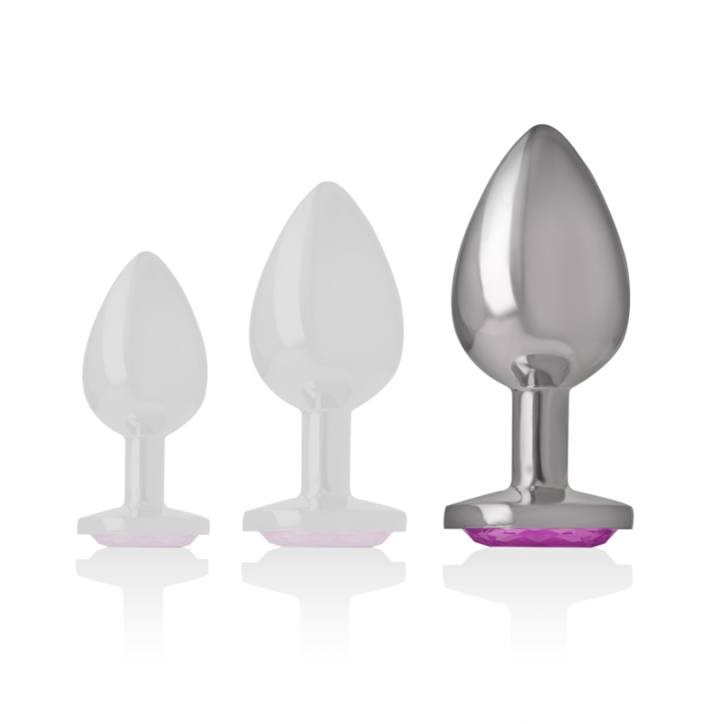 INTENSE ANAL TOYS Plug Anal Métal Aluminium Cristal Rose Taille L — accessoires inclus