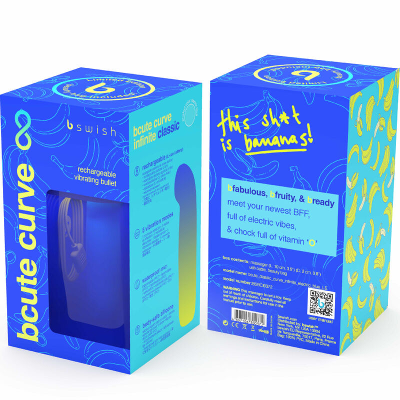 B SWISH Vibrateur Rechargeable Silicone Bleu Bcute Curve Infinite... — accessoires inclus