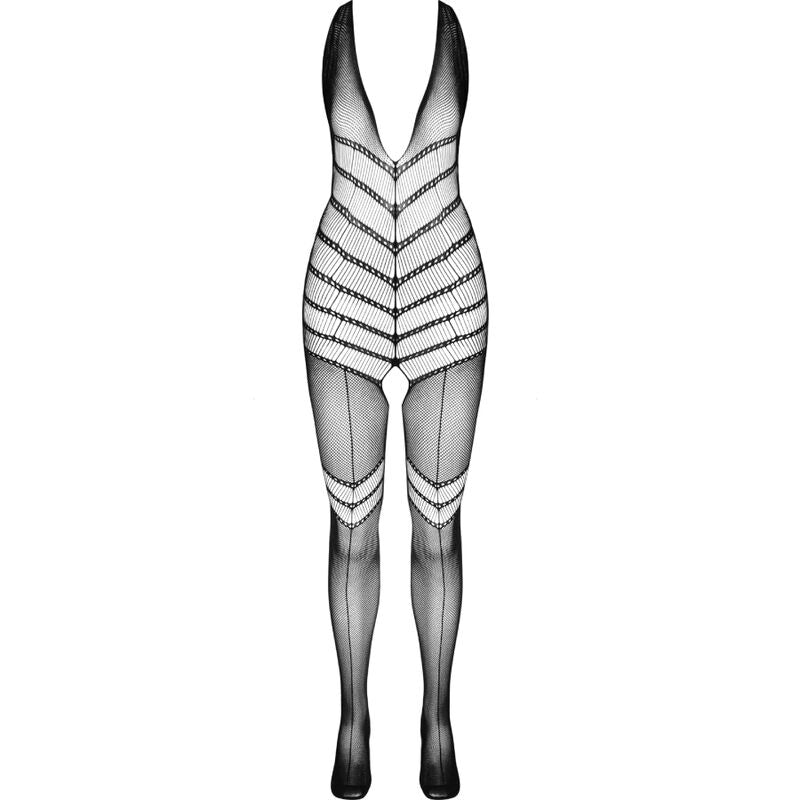 PASSION WOMAN BODYSTOCKINGS Bodystocking Bs100 Noir Taille Unique — accessoires inclus