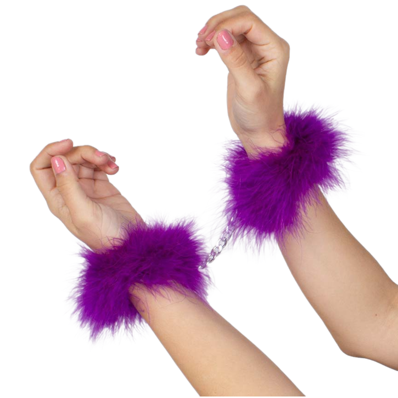 SECRETPLAY 100% FETISH Menottes Marabou Violet — vue arrière
