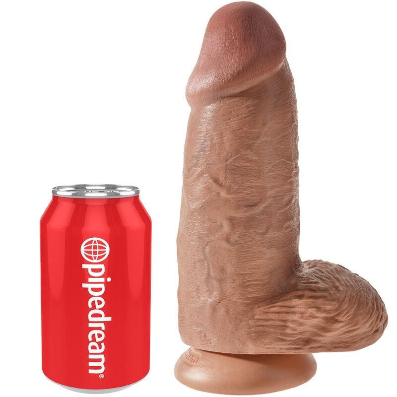 KING COCK PÉNIS RÉALISTE CHUBBY 23 CM CARAMEL — accessoires inclus