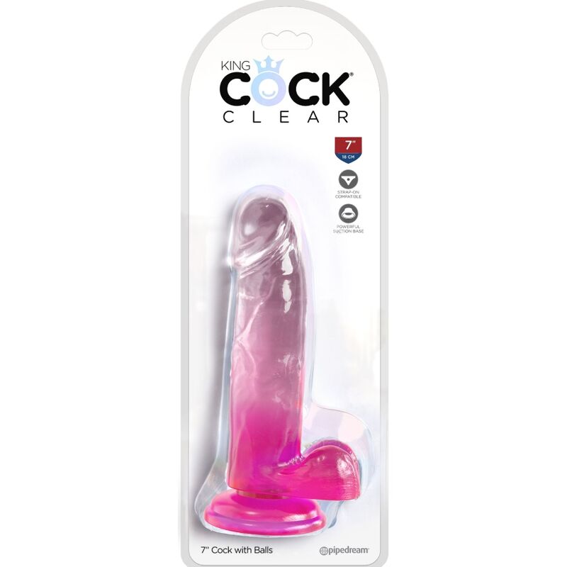 KING COCK CLEAR PÉNIS RÉALISTE BOULES 15.2 CM ROSE — vue détaillée
