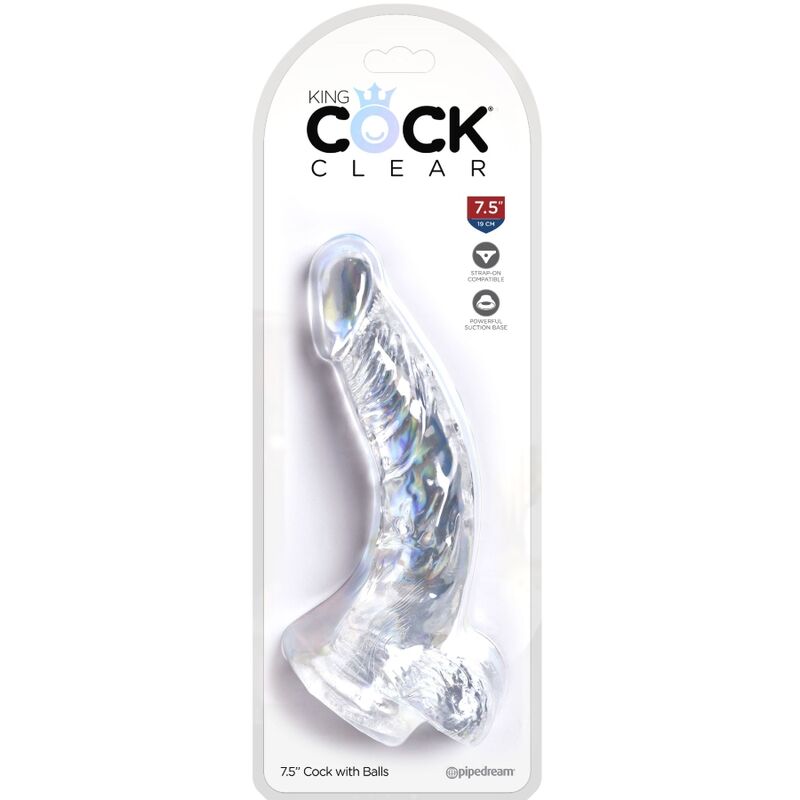 KING COCK Clear Pénis Courbe Réaliste Boules 16.5 Cm Transparent — vue arrière