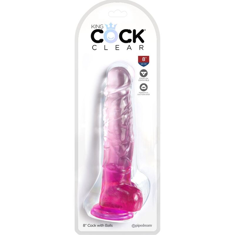 KING COCK CLEAR PÉNIS RÉALISTE BOULES 16.5 CM ROSE — vue détaillée