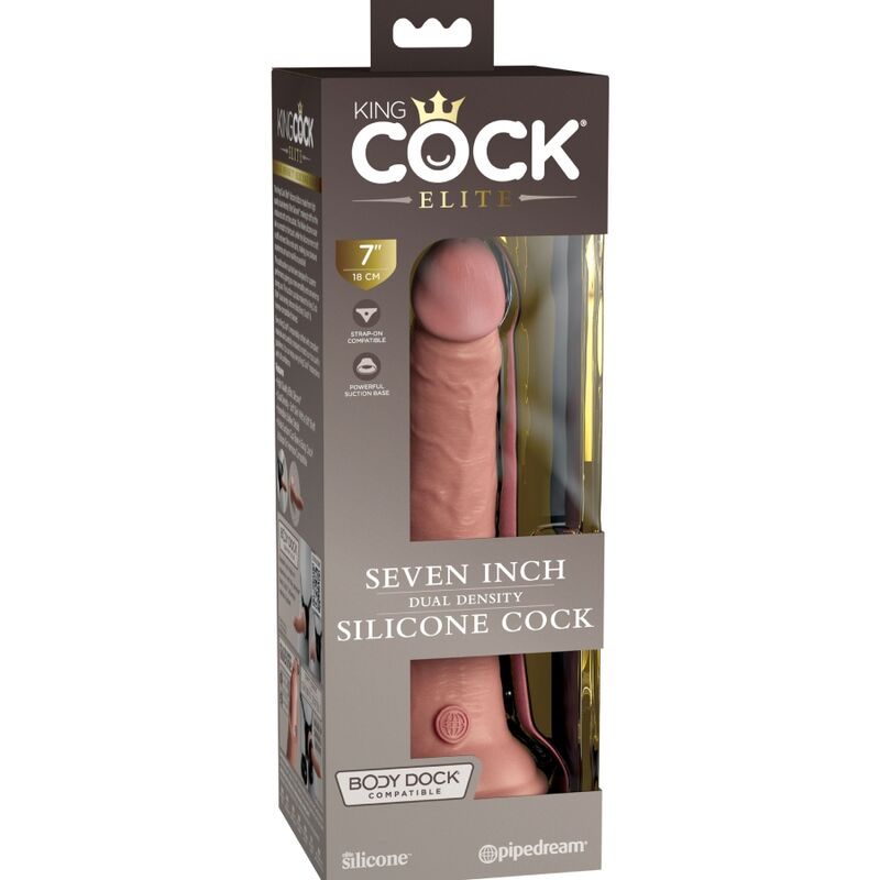 KING COCK ELITE GODE RÉALISTE SILICONE 17.8 CM — accessoires inclus