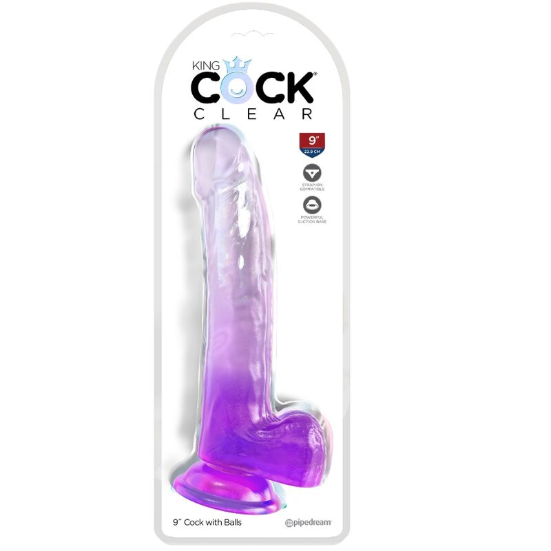 KING COCK CLEAR GODE TESTICULES 20.3 CM VIOLET — vue détaillée