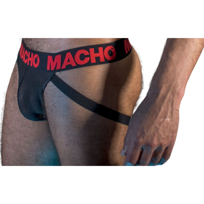 MACHO UNDERWEAR Mx26X2 Jock Noir/Rouge M — vue détaillée