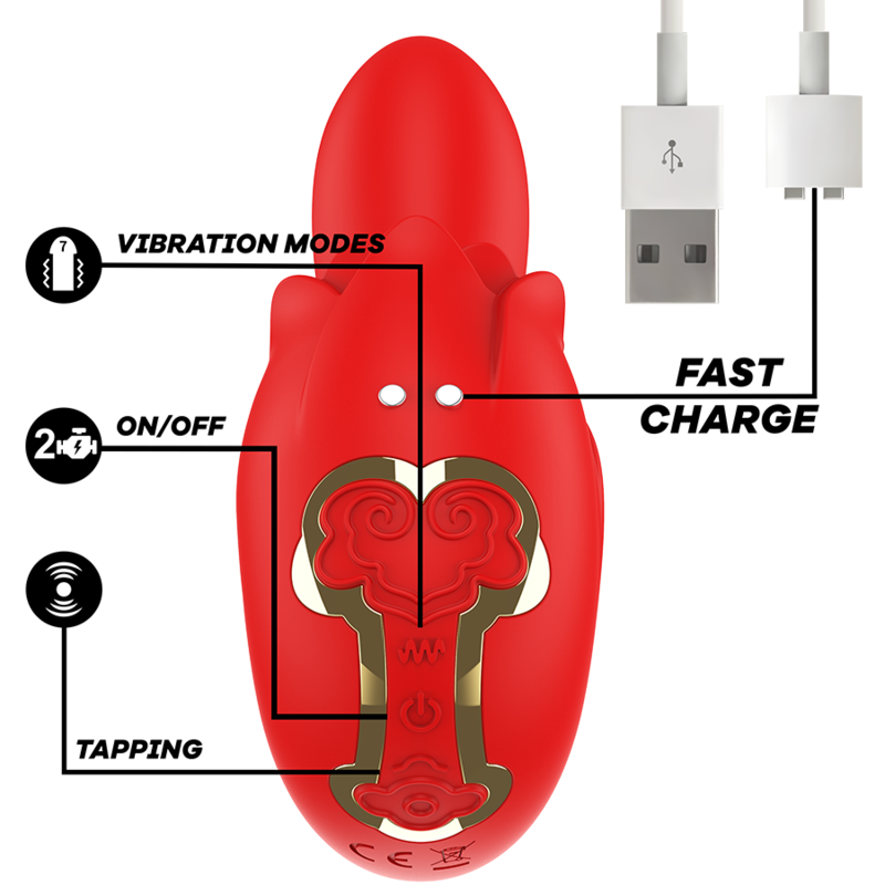 MIA Selena Stimulateur Vibrant + Tapping Rouge — accessoires inclus