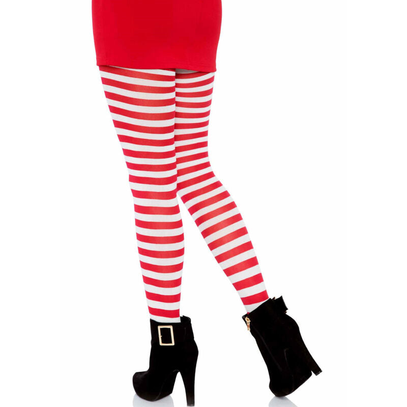 LEG AVENUE HOSIERY Collants Rayures Blanc/Rouge — accessoires inclus