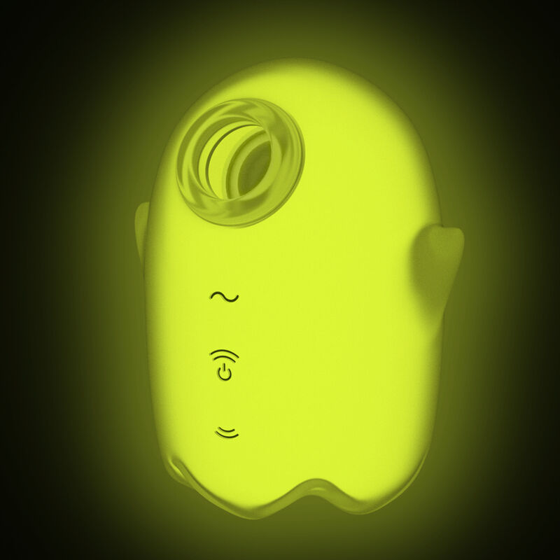 SATISFYER AIR PULSE Glowing Ghost Air Pulse & Vibrateur Jaune — accessoires inclus