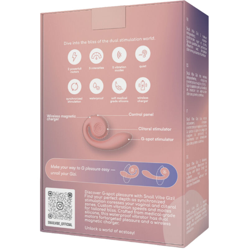 SNAIL VIBE Stimulateur Double Gizi Rose — accessoires inclus