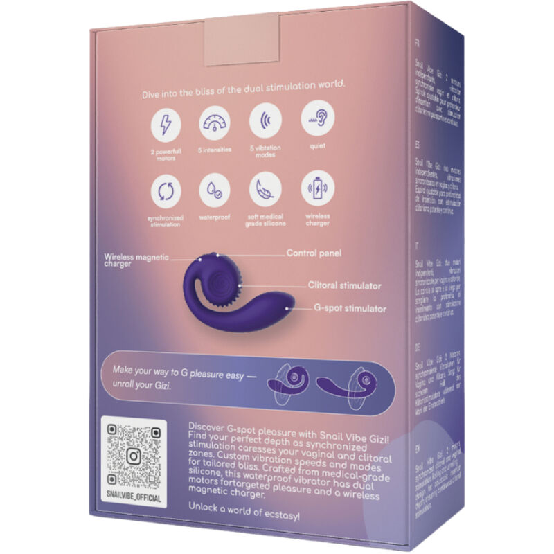 SNAIL VIBE Stimulateur Double Gizi Violet — accessoires inclus