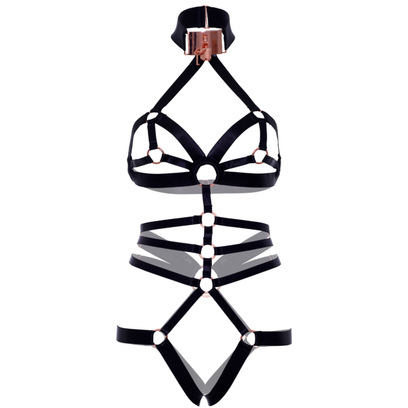 LEG AVENUE KINK Harnais Corps Élastique Sans Crotchles — accessoires inclus