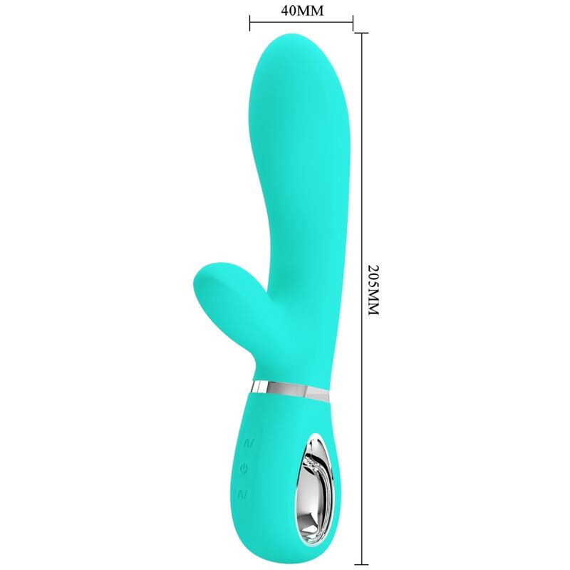 PRETTY LOVE FLIRTATION VIBRATEUR MULTIFONCTION G-SPOT THOMAS VERT AQUA — accessoires inclus