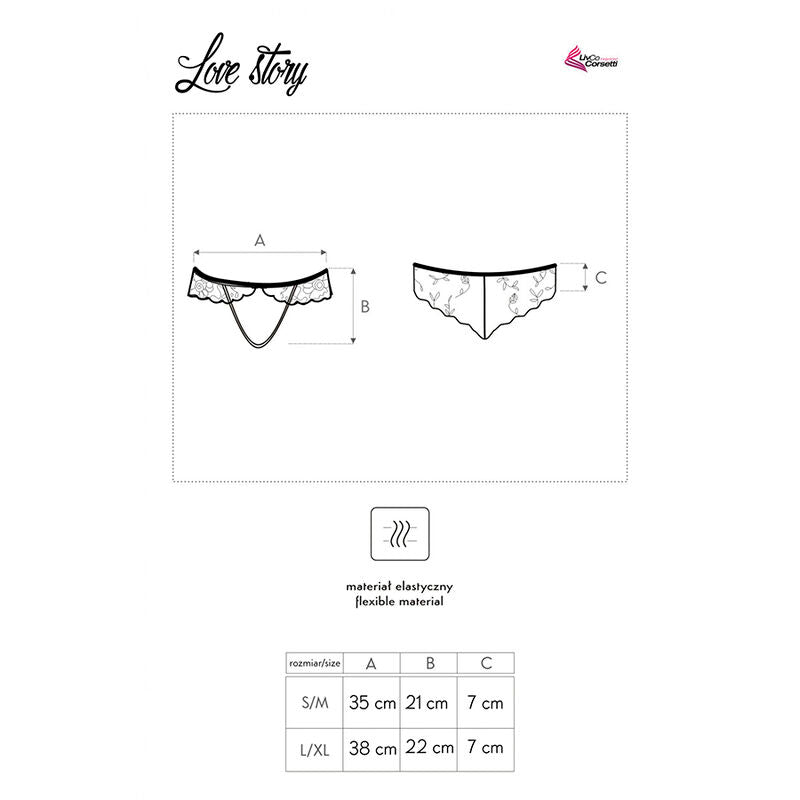 LIVCO CORSETTI PANTIES Love Story Lc 90679 Culotte Crochless Noir — accessoires inclus