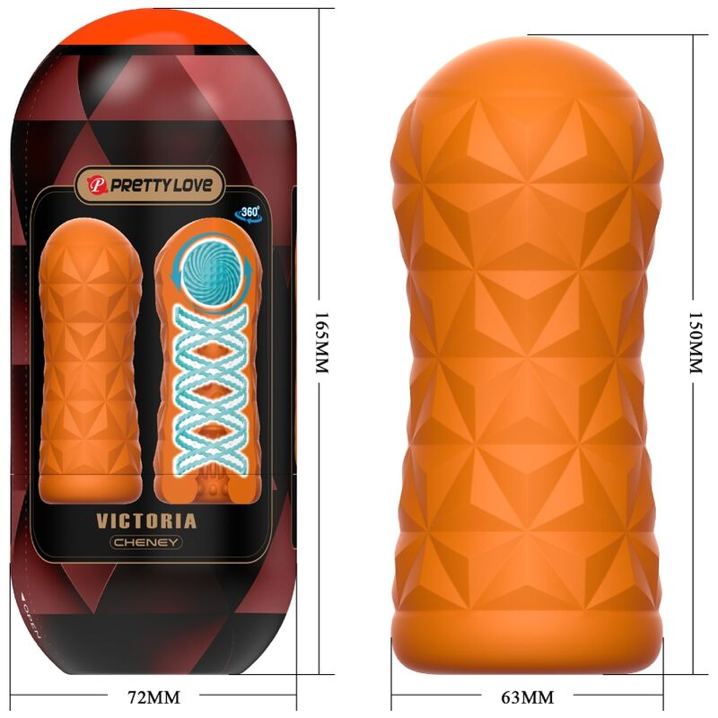 PRETTY LOVE MALE MASTURBATEUR VICTORIA CHENEY ORANGE — accessoires inclus