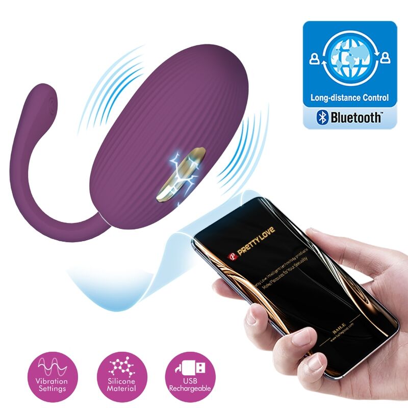 PRETTY LOVE SMART Doreen Oeuf Vibrant Rechargeable Violet — accessoires inclus