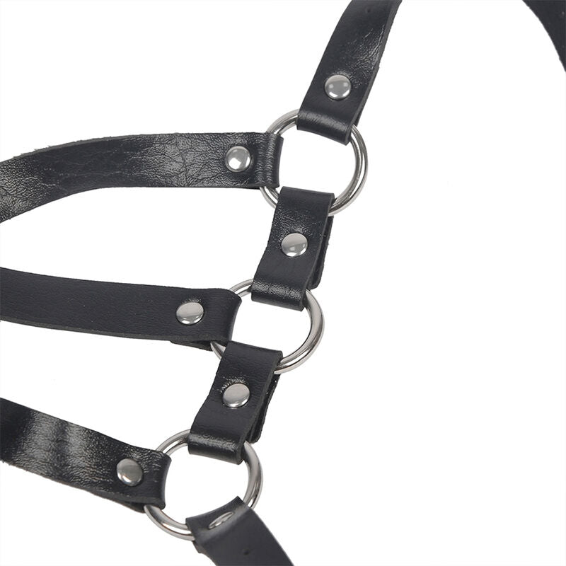 SUBBLIME FETISH Harnais Corps Sangles Ajustables Cuir Noir Taille Unique — accessoires inclus