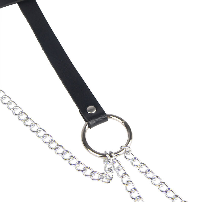 SUBBLIME FETISH Chaine Bague Cuir Ceinture Noir Taille Unique — accessoires inclus