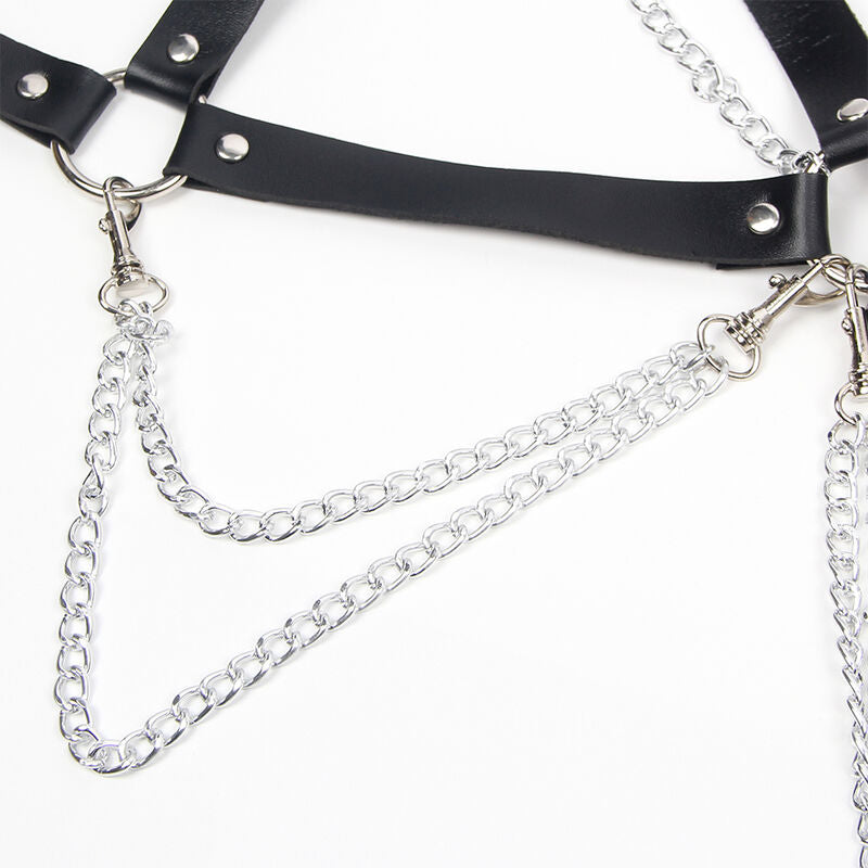 SUBBLIME FETISH Soutien-Gorge Harnais Chaîne Détail Taille Unique — accessoires inclus