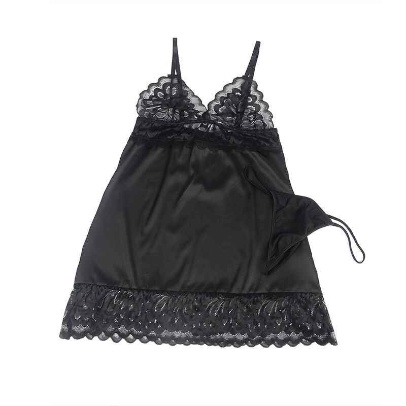 SUBBLIME BABYDOLLS Babydoll Poitrine Imprimé Fleuri Noir L/Xl — accessoires inclus