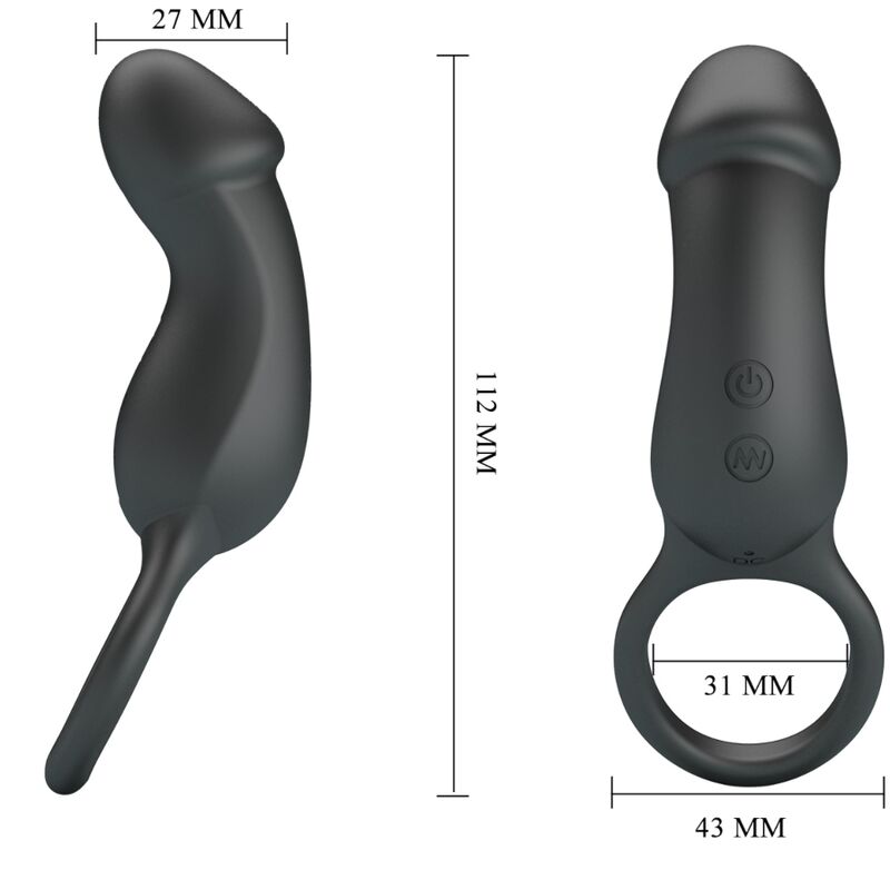 PRETTY LOVE BOTTOM ANNEAU ANAL VIBRATEUR WARREN NOIR — accessoires inclus