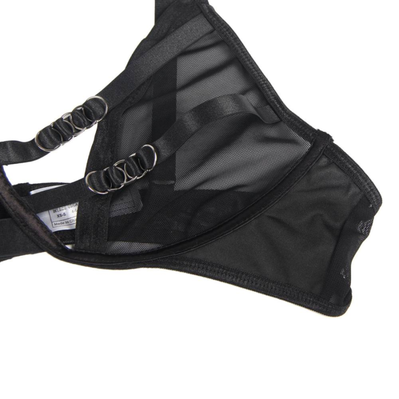 SUBBLIME SETS Ensemble Deux Pièces Soutien-Gorge Transparent Bandes S/M — accessoires inclus