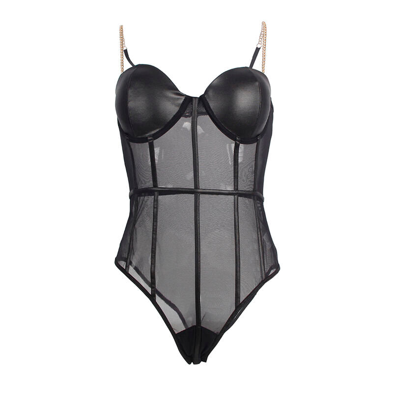 SUBBLIME BODIES Body Noir Bretelles Chaîne S/M — accessoires inclus