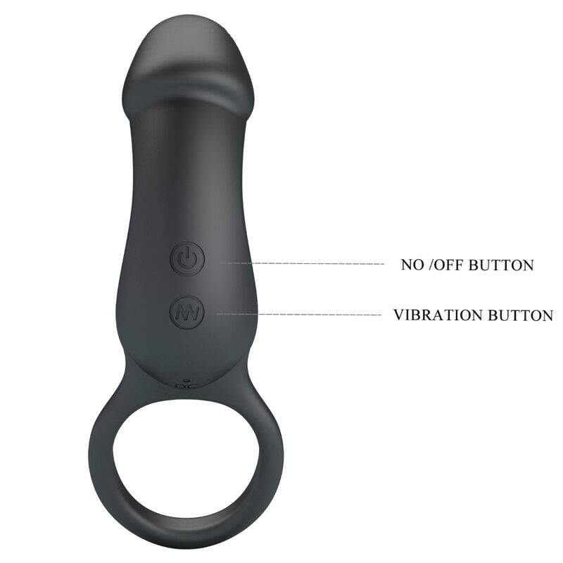 PRETTY LOVE MALE TRAE ANNEAU VIBRANT STIMULATEUR NOIR — accessoires inclus